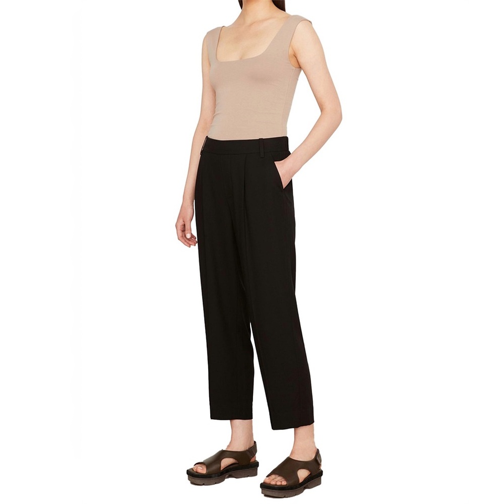 Vince | Drapey Pull On Cropped Length Trouser Black Size XS